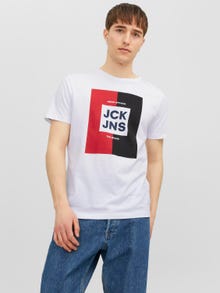 Jack & Jones Logo Pyöreä pääntie T-paita -White - 12235179