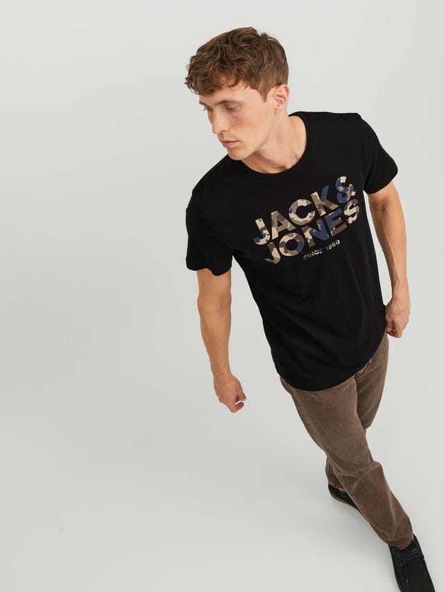 Jack & Jones Logo Ümmargune kaelus T-särk - 12235189