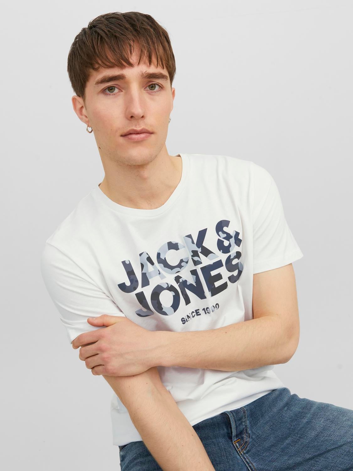 Logo Crew neck T shirt White Jack Jones