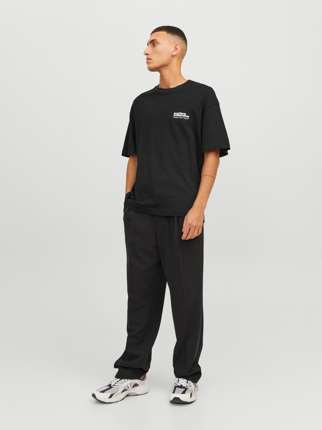 Jack & Jones Nyomott mintás Környak Trikó -Black - 12235213