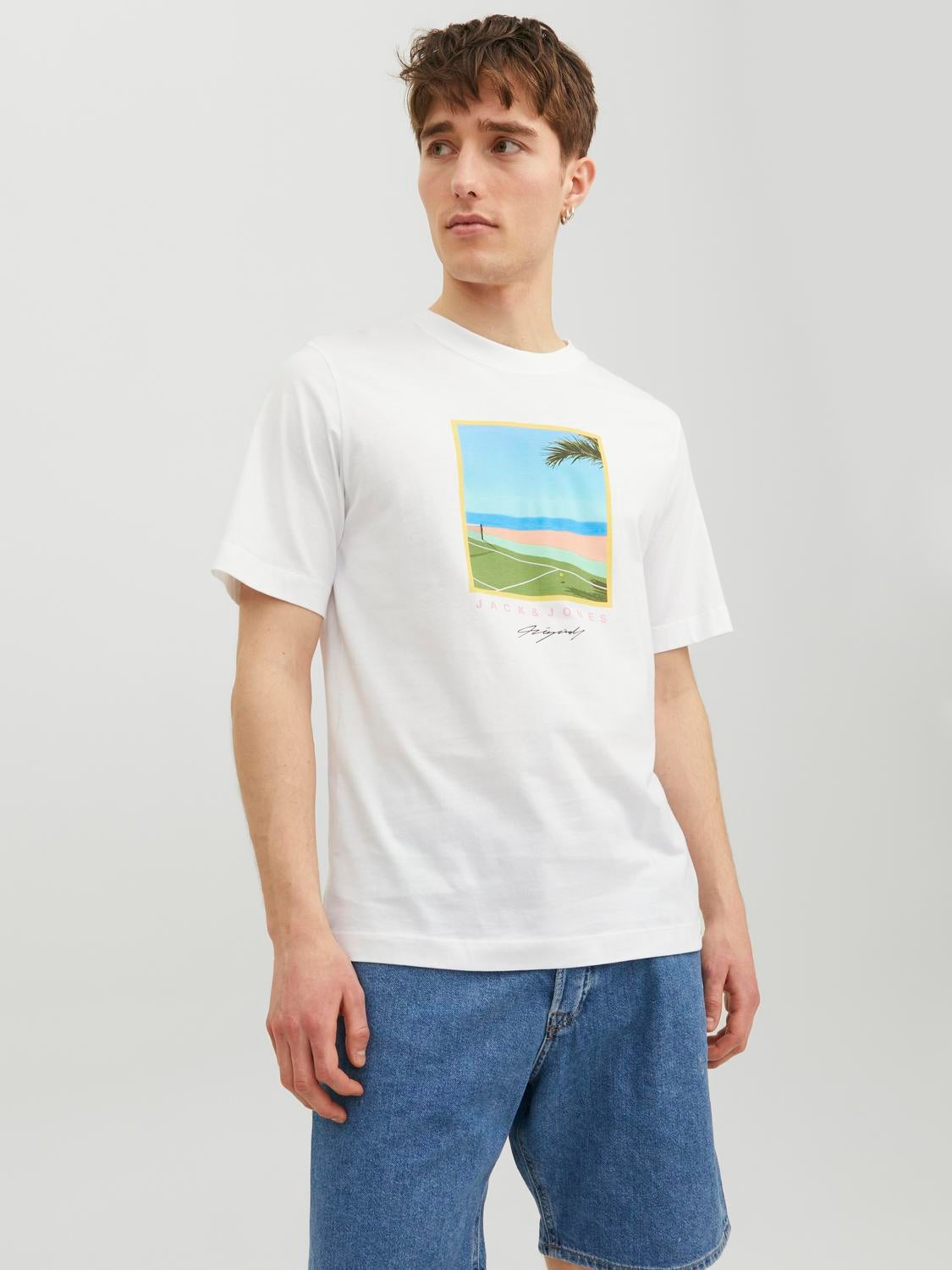 T-shirt Imprimé Photo Col Rond - Jack & Jones - Modalova