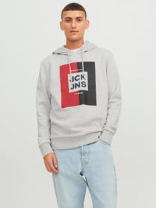 Jack & Jones Logotipas Megztinis su gobtuvu -White Melange - 12235248