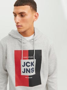 Jack & Jones Logo Hættetrøje -White Melange - 12235248