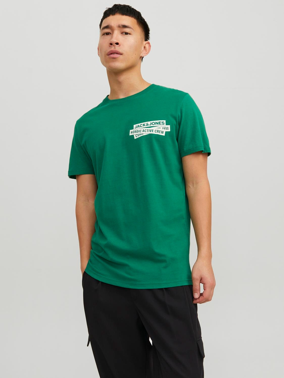 Jack & Jones Logo Crew neck T-shirt -Verdant Green - 12235249