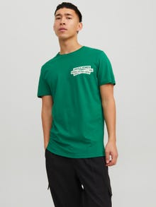 Jack & Jones Logotipas Apskritas kaklas Marškinėliai -Verdant Green - 12235249