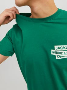 Jack & Jones Logotipas Apskritas kaklas Marškinėliai -Verdant Green - 12235249