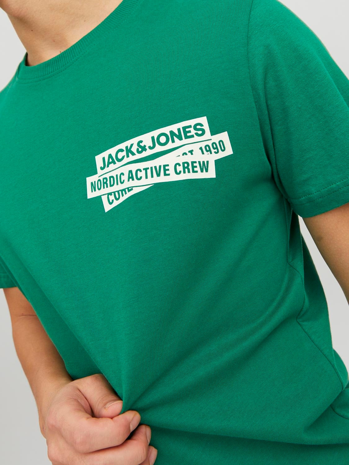 Jack & Jones Logotipas Apskritas kaklas Marškinėliai -Verdant Green - 12235249