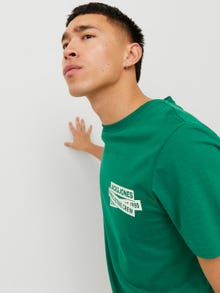 Jack & Jones Logotipas Apskritas kaklas Marškinėliai -Verdant Green - 12235249