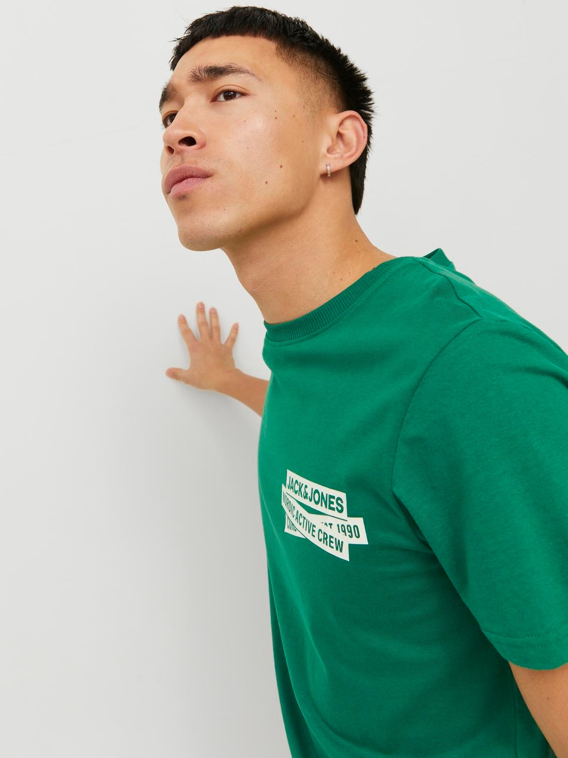 Jack & Jones Logotipas Apskritas kaklas Marškinėliai -Verdant Green - 12235249