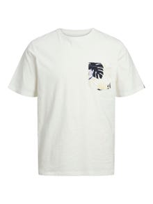 Jack & Jones Tropical Crew neck T-shirt -Cloud Dancer - 12235290