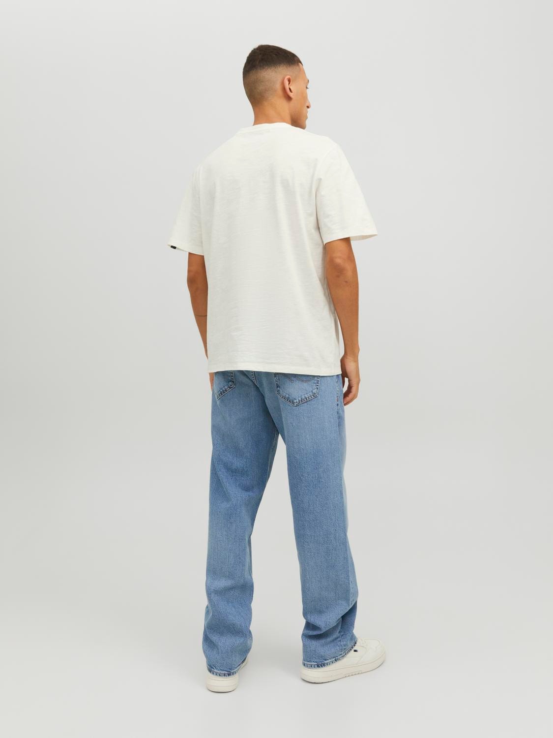 Jack & Jones Troopiline Ümmargune kaelus T-särk -Cloud Dancer - 12235290