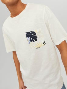 Jack & Jones Tropical Crew neck T-shirt -Cloud Dancer - 12235290