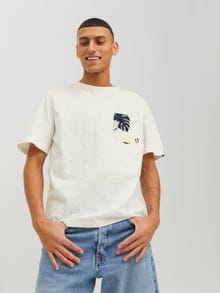 Jack & Jones Camiseta Estampado tropical Cuello redondo -Cloud Dancer - 12235290