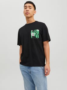 Jack & Jones Tropikalny Okrągły dekolt T-shirt -Black - 12235290