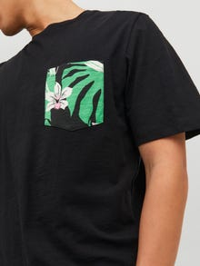 Jack & Jones Camiseta Estampado tropical Cuello redondo -Black - 12235290