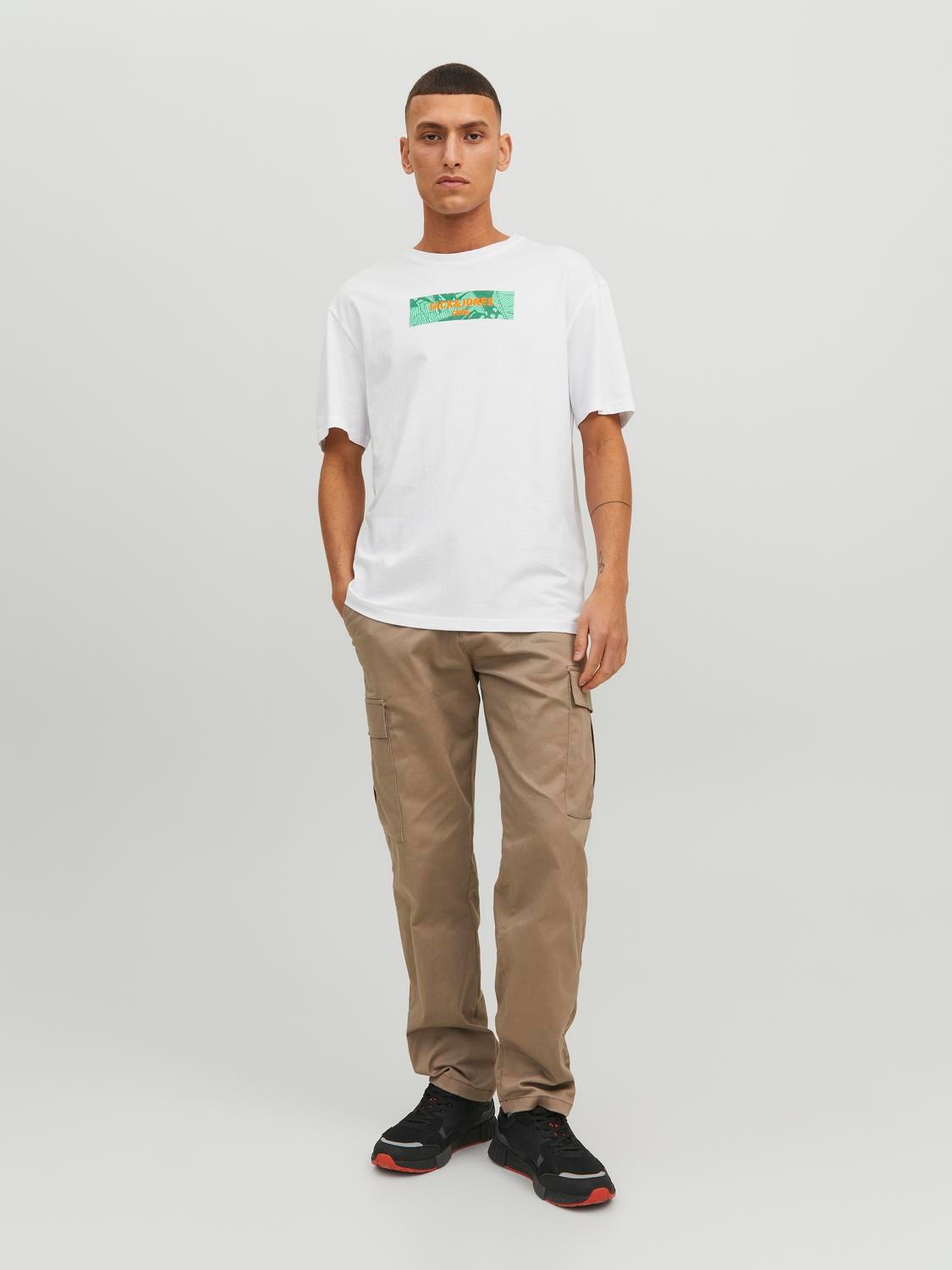 Jack & Jones Logo Crew neck T-shirt -White - 12235313