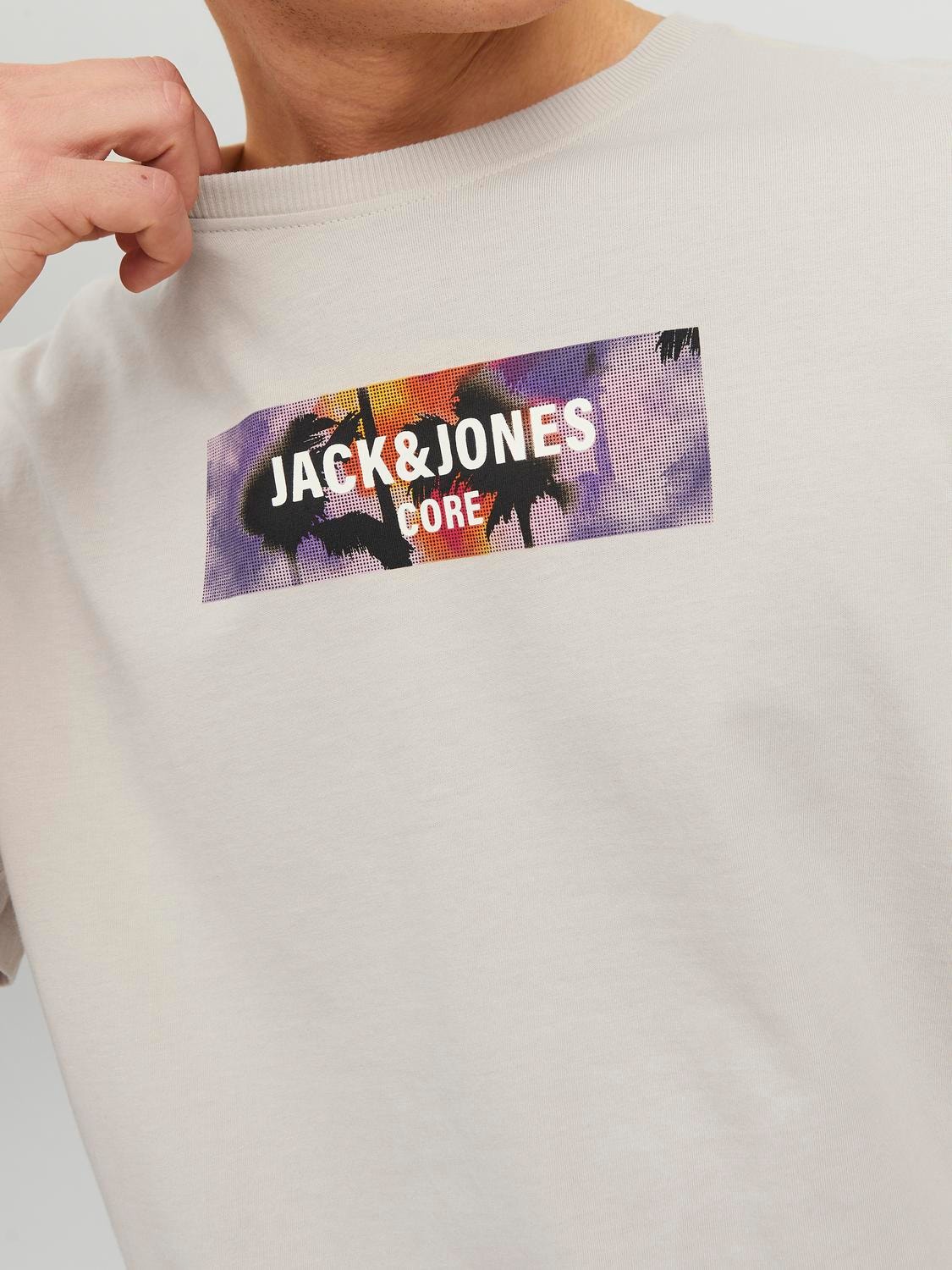 Jack & Jones Logo Pyöreä pääntie T-paita -Moonbeam - 12235313