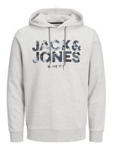 Jack & Jones Logo Hoodie -White Melange - 12235338