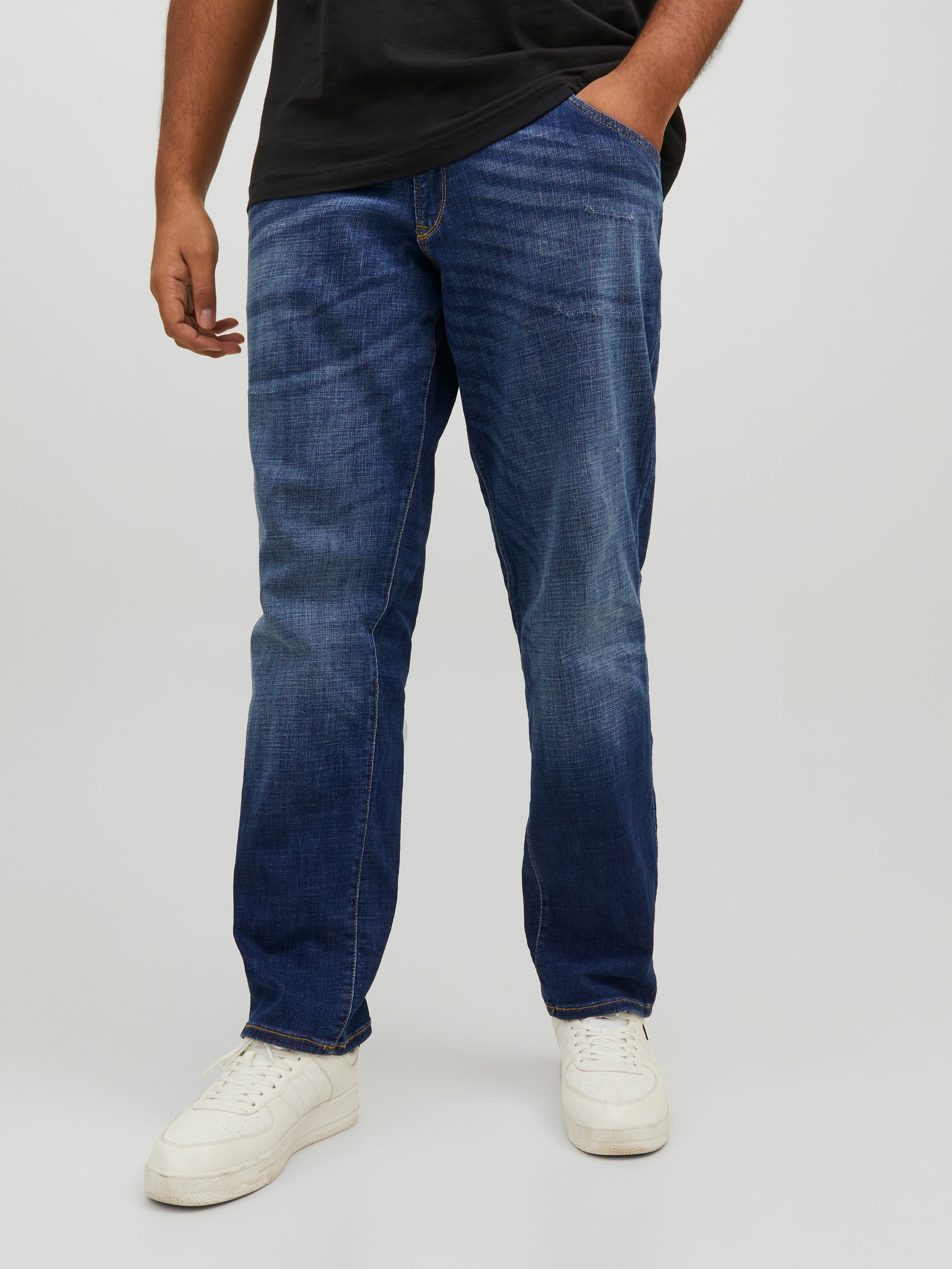 Jack & Jones Heren Slim Fit Jeans Plus Size JJIGLENN JJFOX GE 348 PLS Slim Fit Jeans, Denim Blauw, 48W x 32L