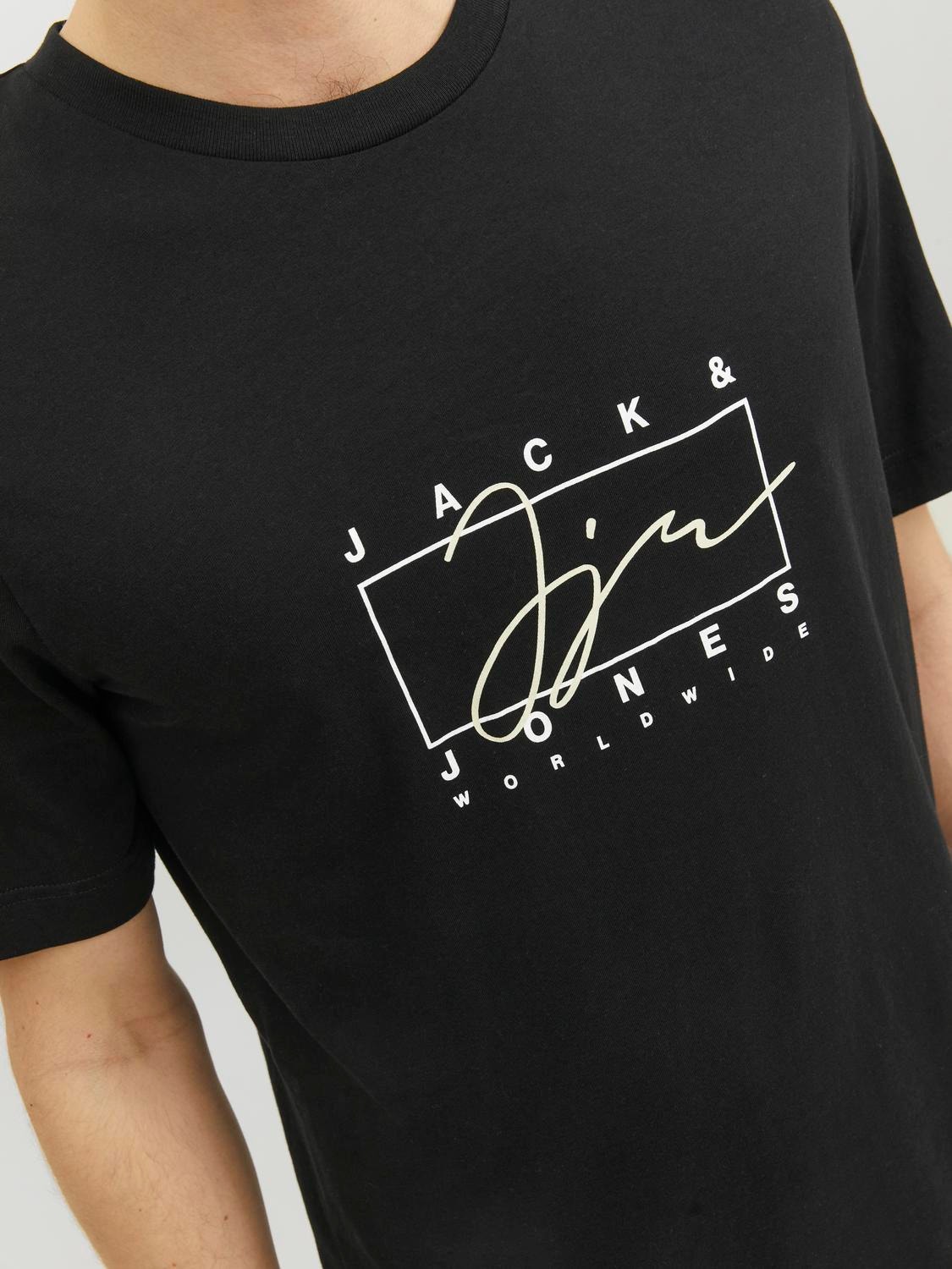 Jack & Jones Logotyp Rundringning T-shirt -Black - 12235487