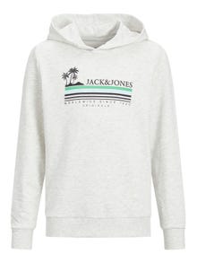 Jack & Jones Logo Hoodie Voor jongens -White Melange - 12235496