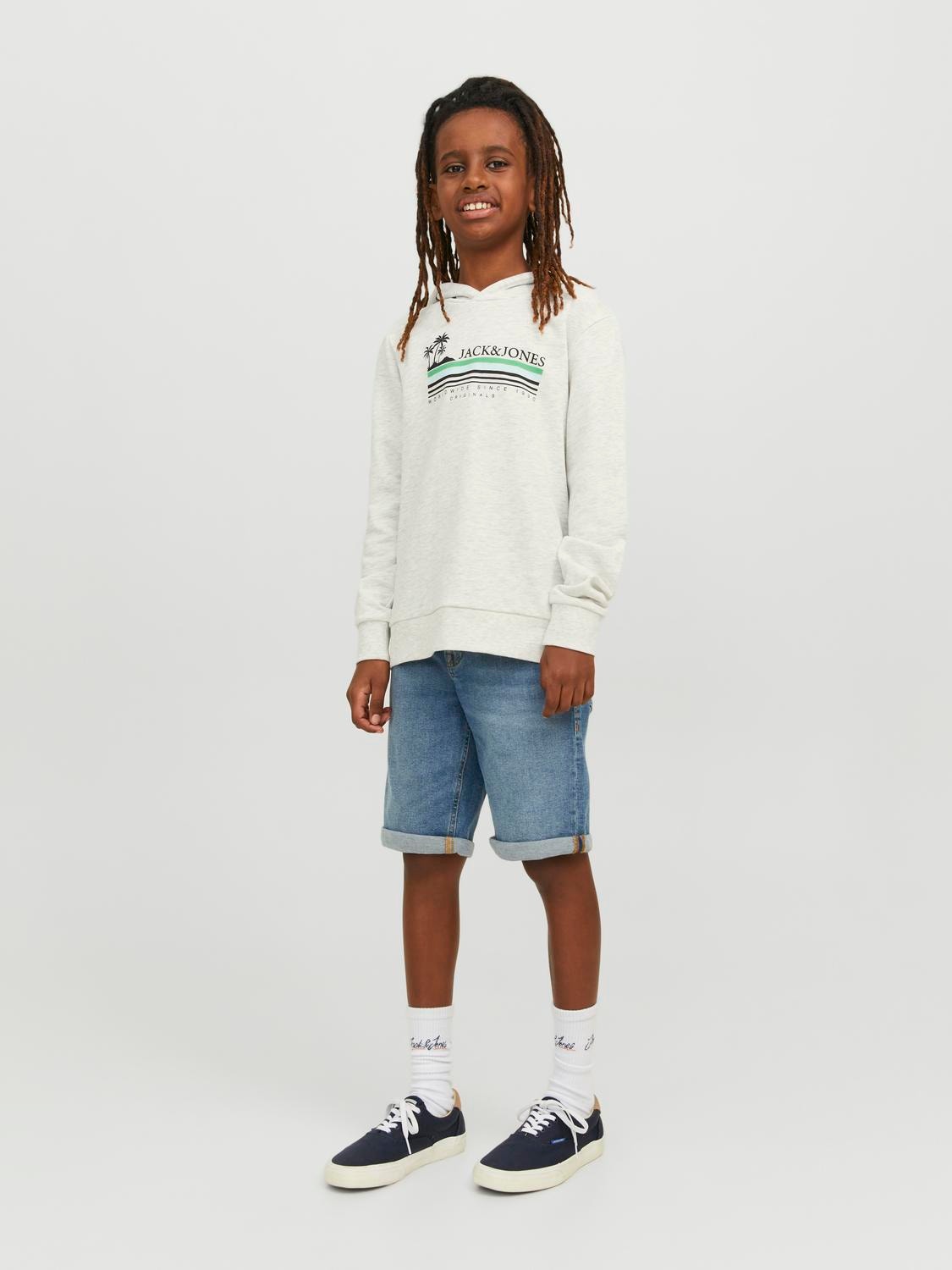 Jack & Jones Logó Kapucnis felső Ifjúsági -White Melange - 12235496