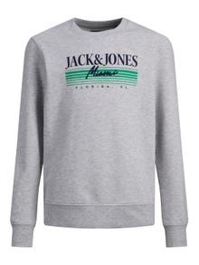 Jack & Jones Logo Sweatshirt med rund hals Til drenge -White Melange - 12235502