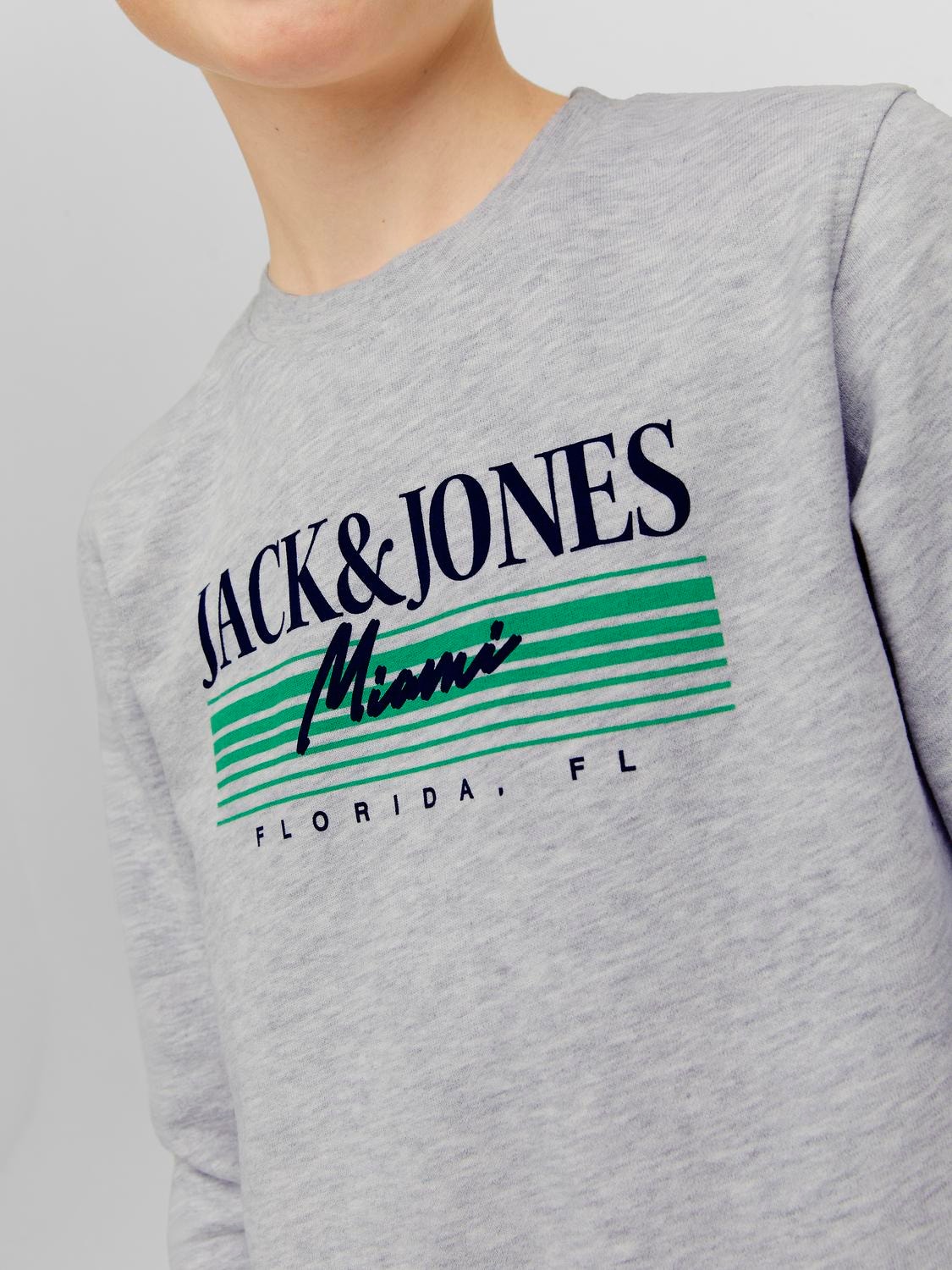 Jack & Jones Logo Crew neck Sweatshirt For boys -White Melange - 12235502