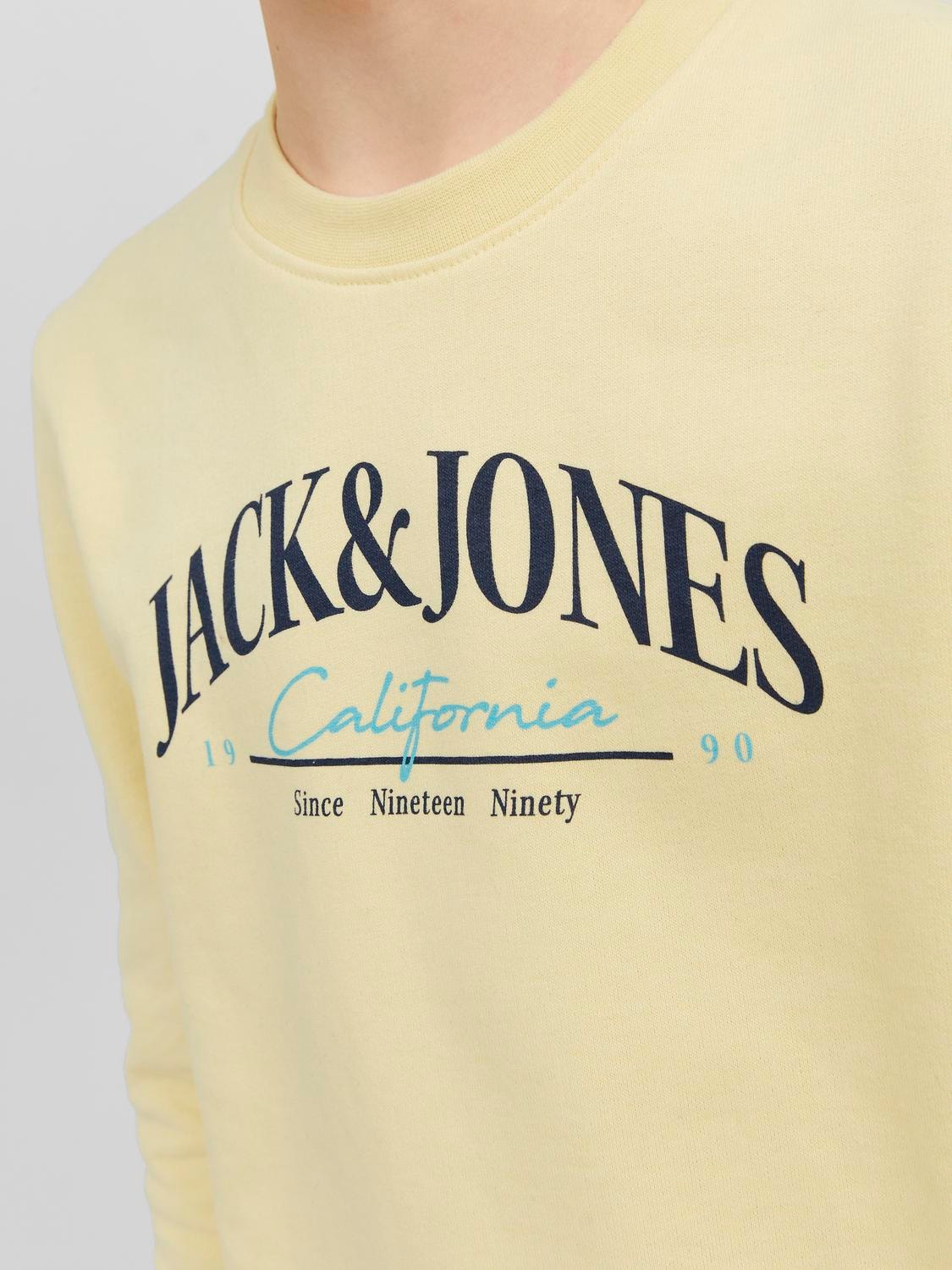 Jack & Jones Logo Sweatshirt med rund hals Til drenge -French Vanilla - 12235502