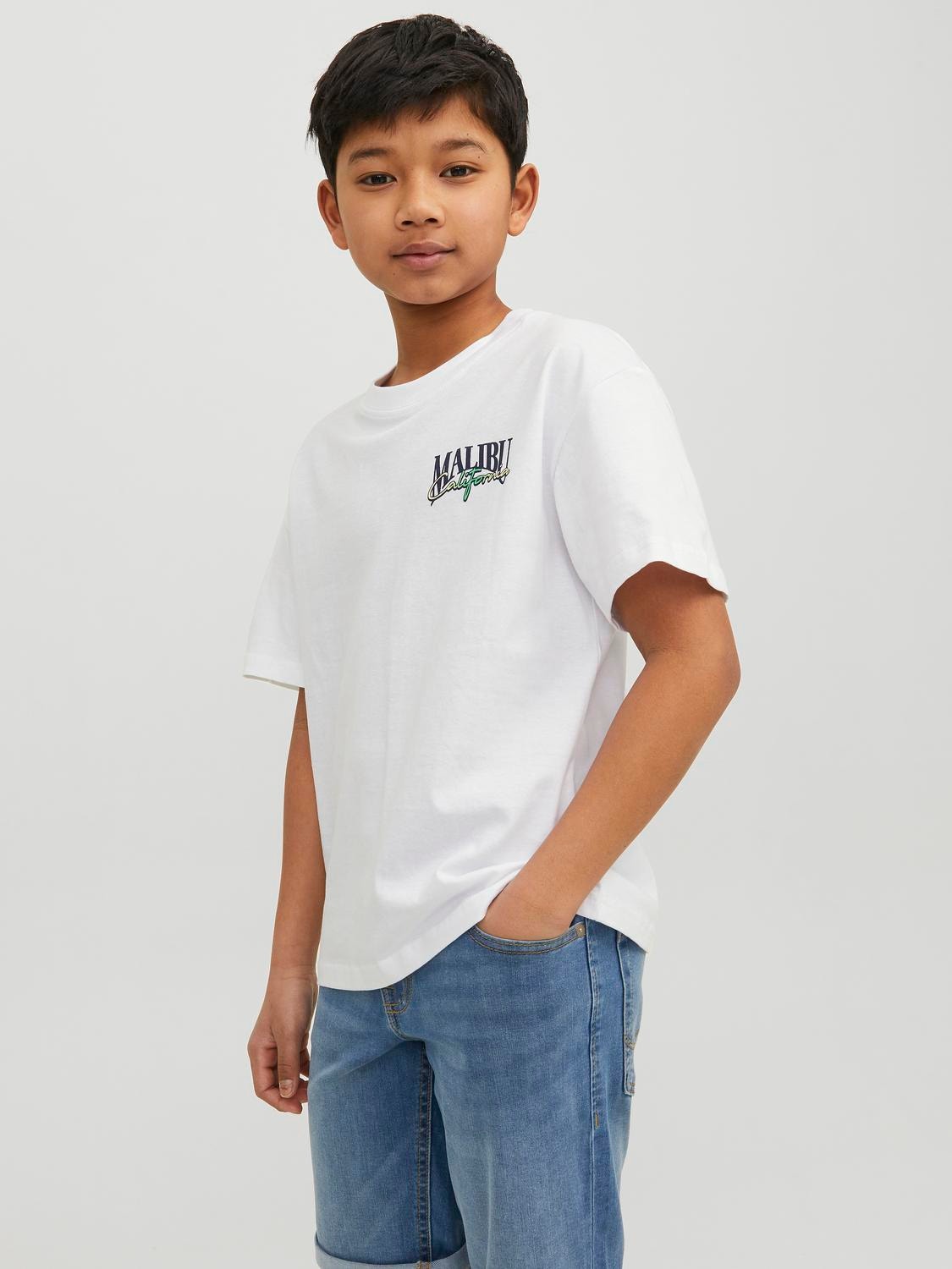 Jack & Jones Printed T-shirt For boys -Bright White - 12235503