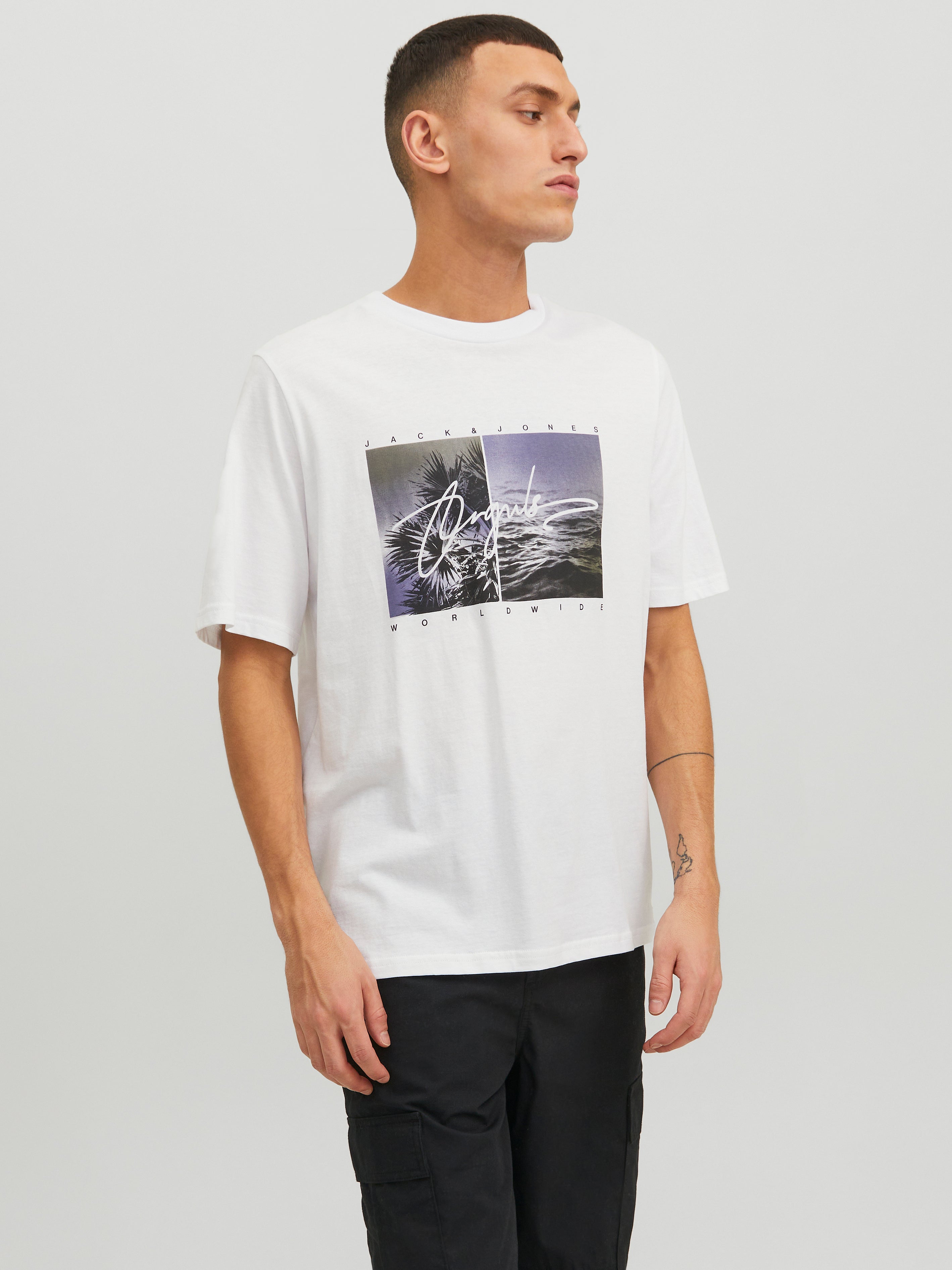 T-shirt Imprimé Photo Col Rond - Jack & Jones - Modalova