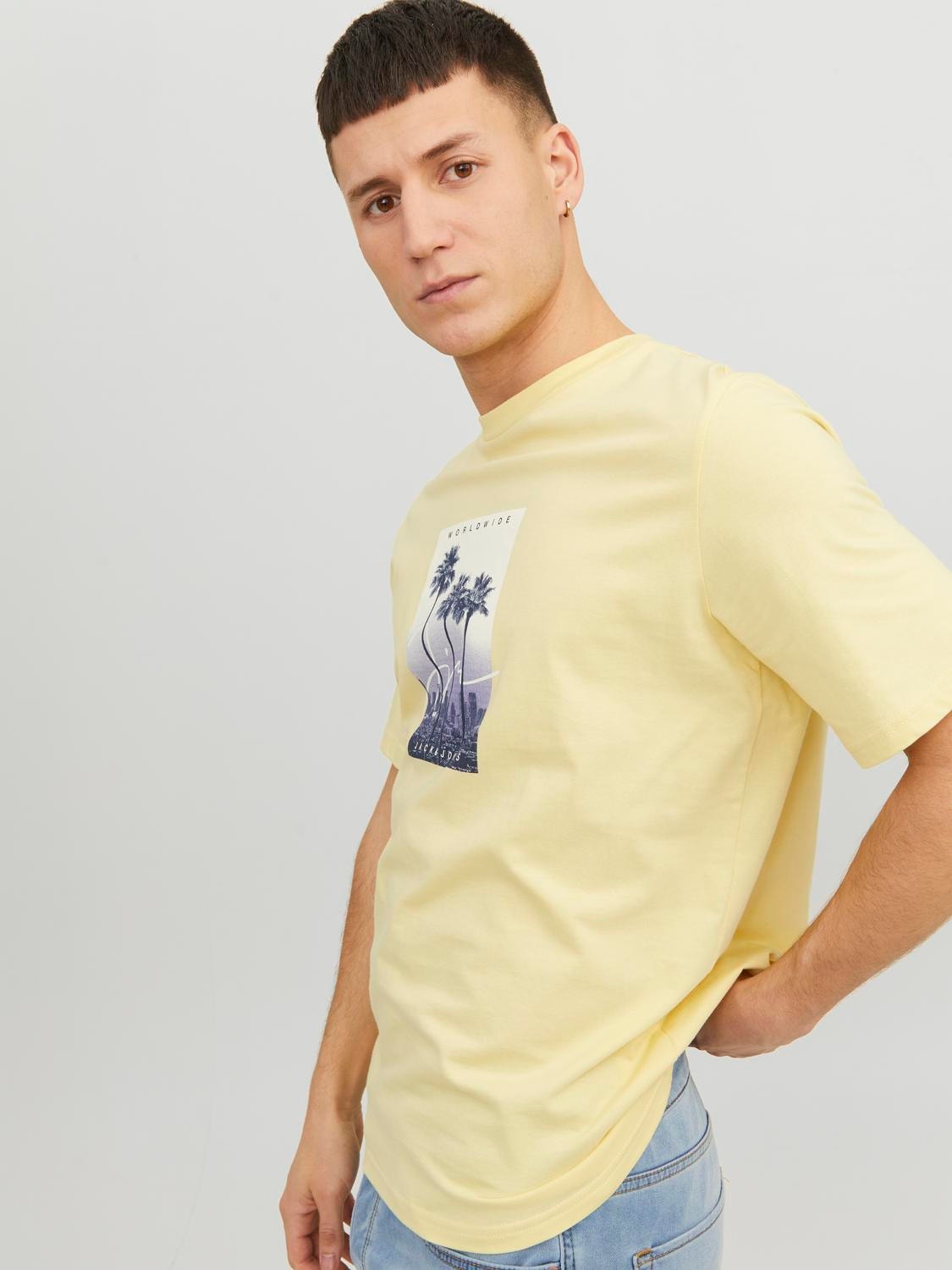 Jack & Jones Camiseta Estampado fotográfico Cuello redondo -French Vanilla - 12235522