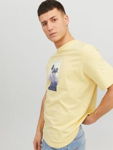 Jack & Jones Fototryck Rundringning T-shirt -French Vanilla - 12235522