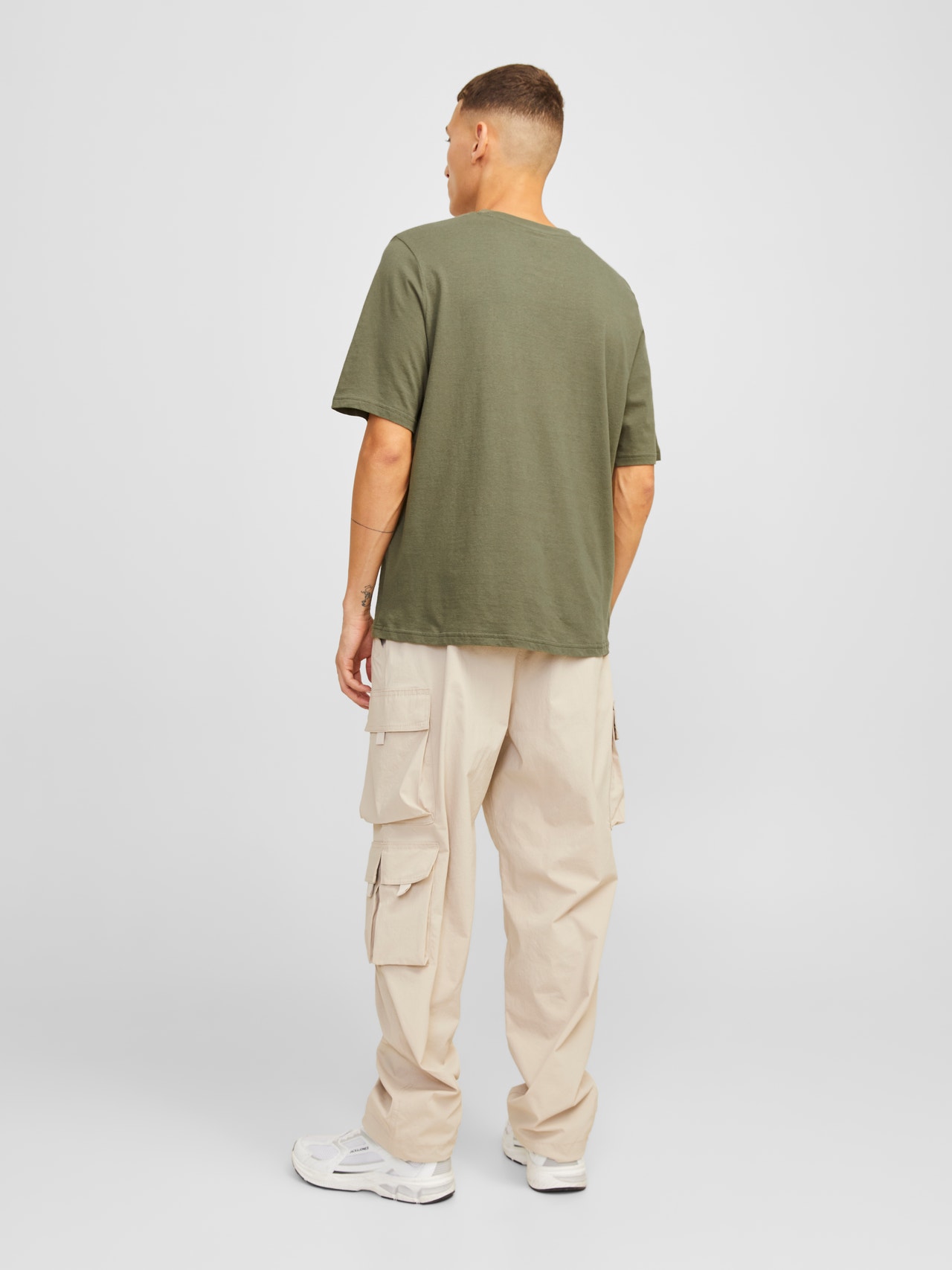 Jack & Jones Foto potisk Kruhový výstřih Tričko -Dusty Olive - 12235522