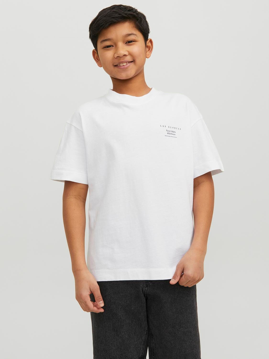 Jack & Jones Trykk T-skjorte For gutter -Bright White - 12235523