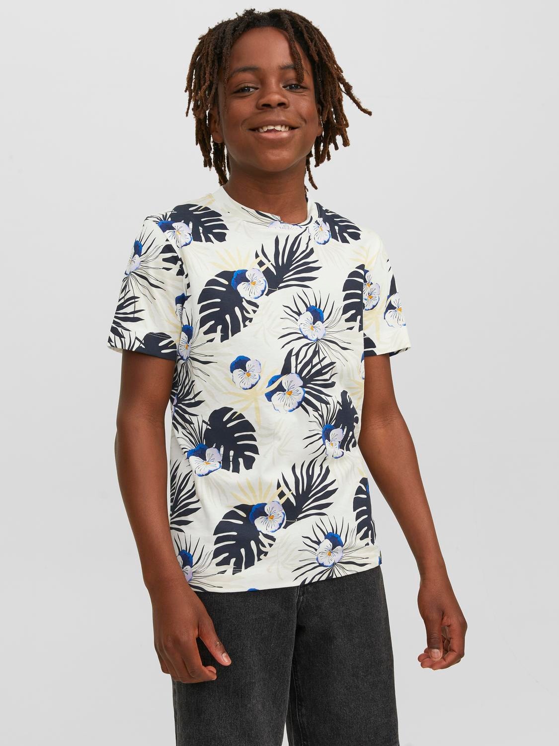 Jack & Jones Tropical T-shirt For boys -Cloud Dancer - 12235529