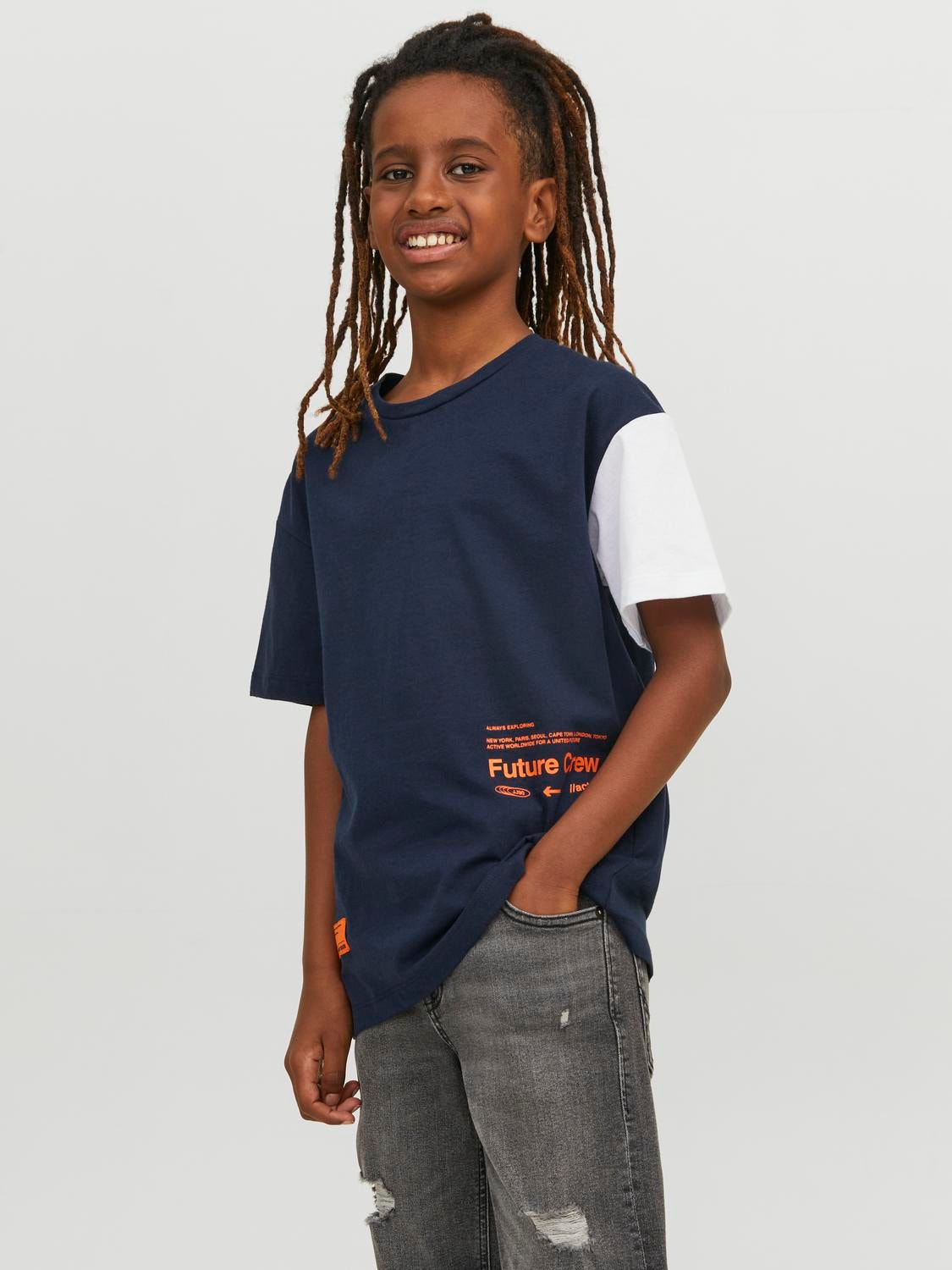 Jack & Jones Printed T-shirt For boys -Navy Blazer - 12235636