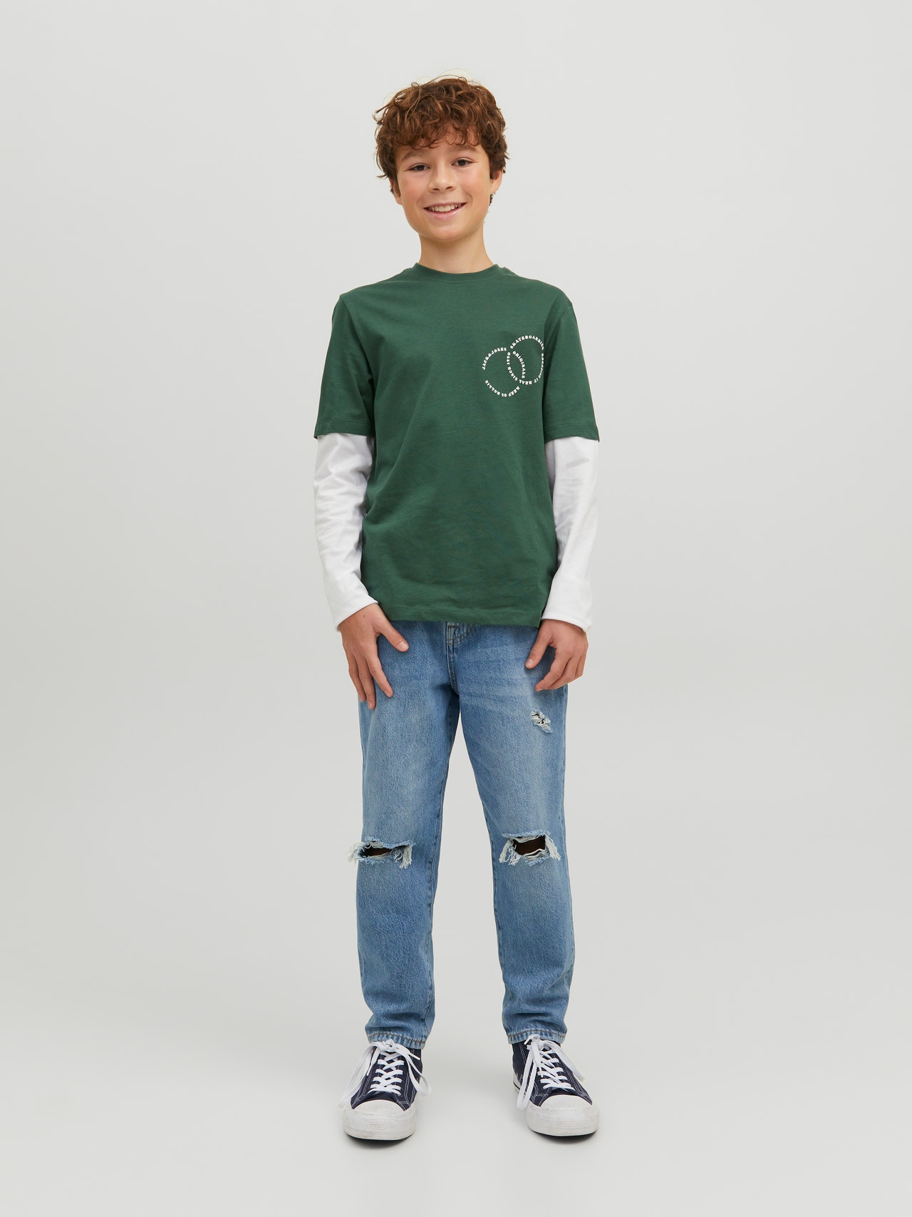 Jack & Jones Trykk T-skjorte For gutter -Trekking Green - 12235651