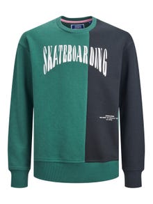 Jack & Jones Colour block Sweatshirt med rund hals Til drenge -Trekking Green - 12235688