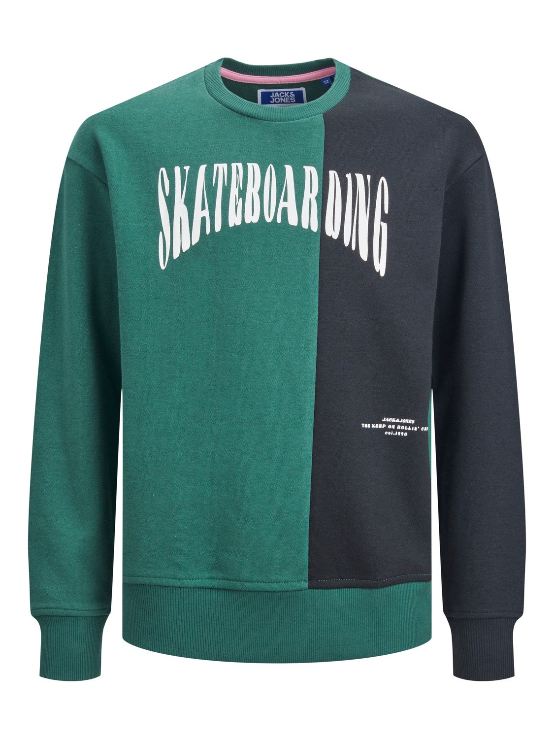 Jack & Jones Colour block Sweatshirt med rund hals Til drenge -Trekking Green - 12235688
