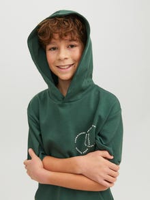 Jack & Jones Printed Hoodie For boys -Trekking Green - 12235691