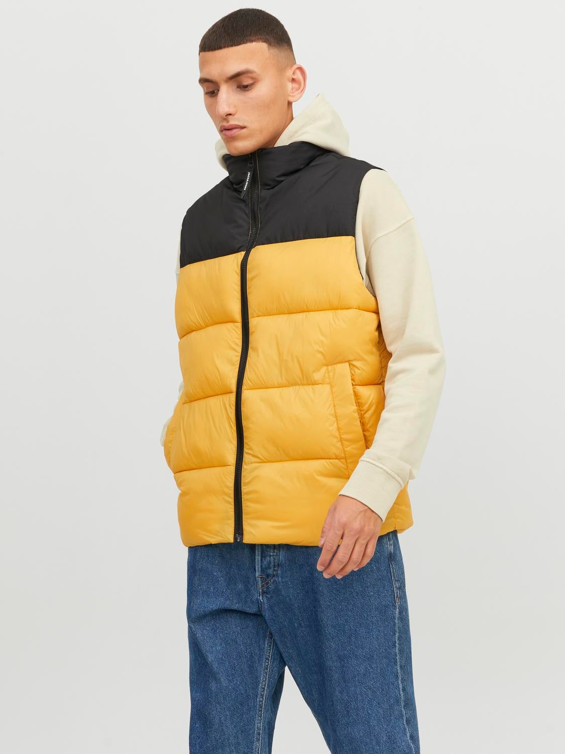 Mens yellow puffer vest sale