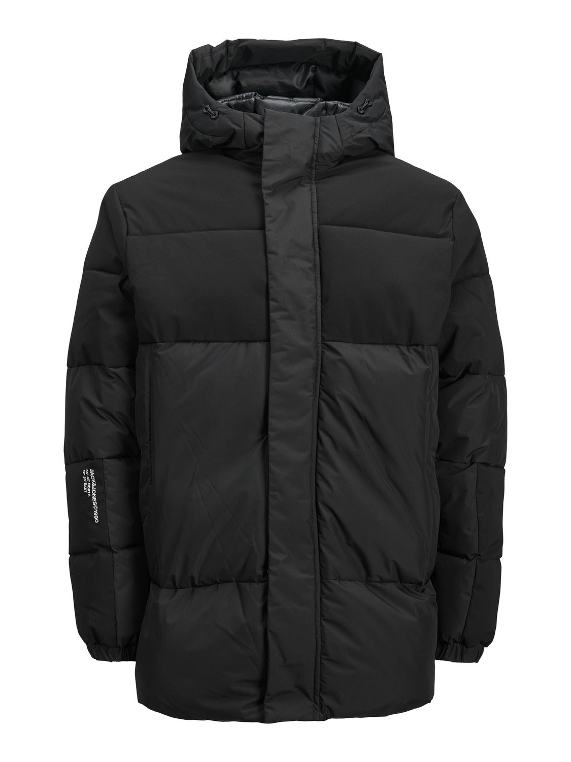 Jack & Jones Originals puffer jacket with hood in dark grAy color block |  ASOS