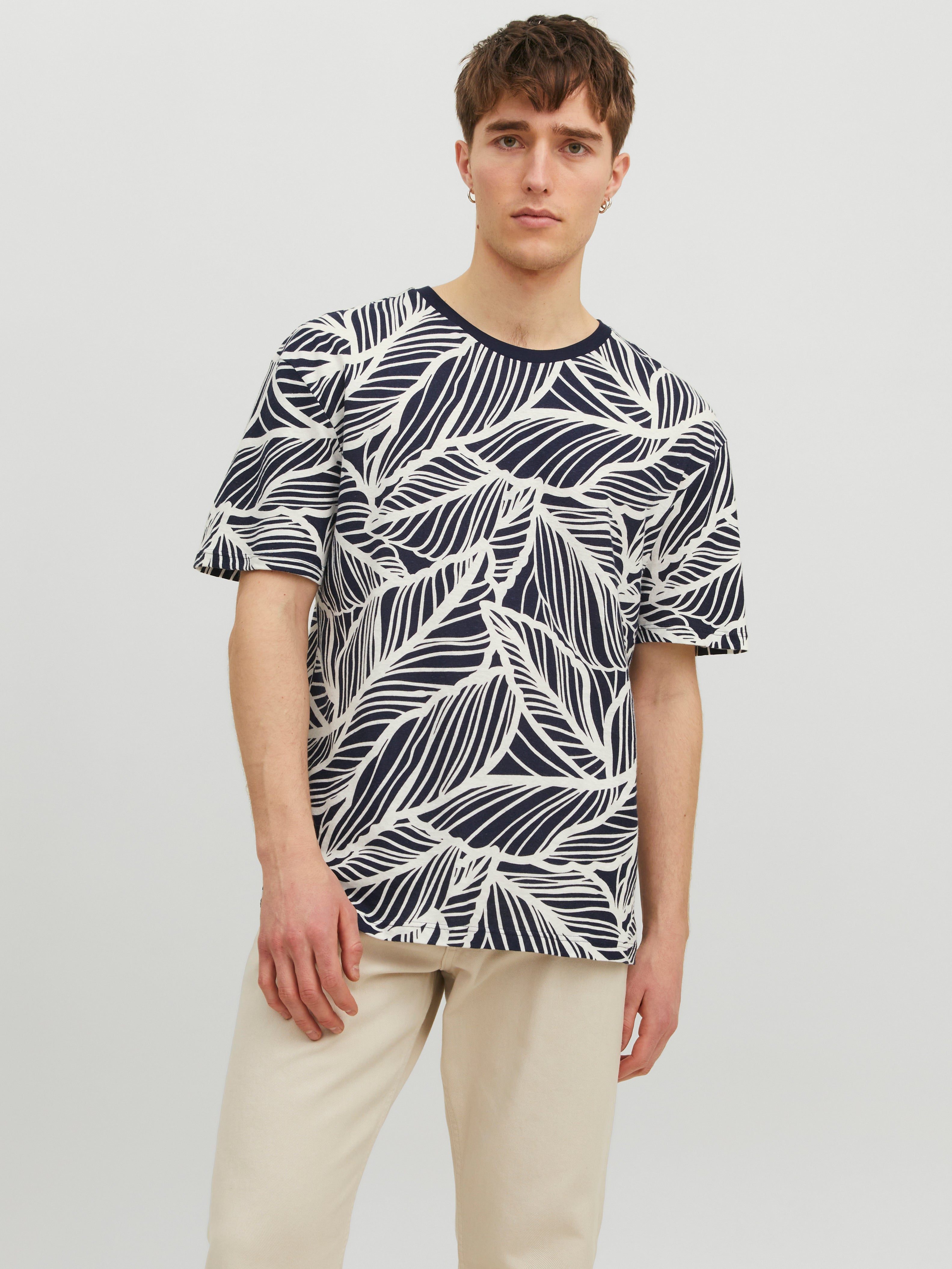 T-shirt All Over Print Col Rond - Jack & Jones - Modalova
