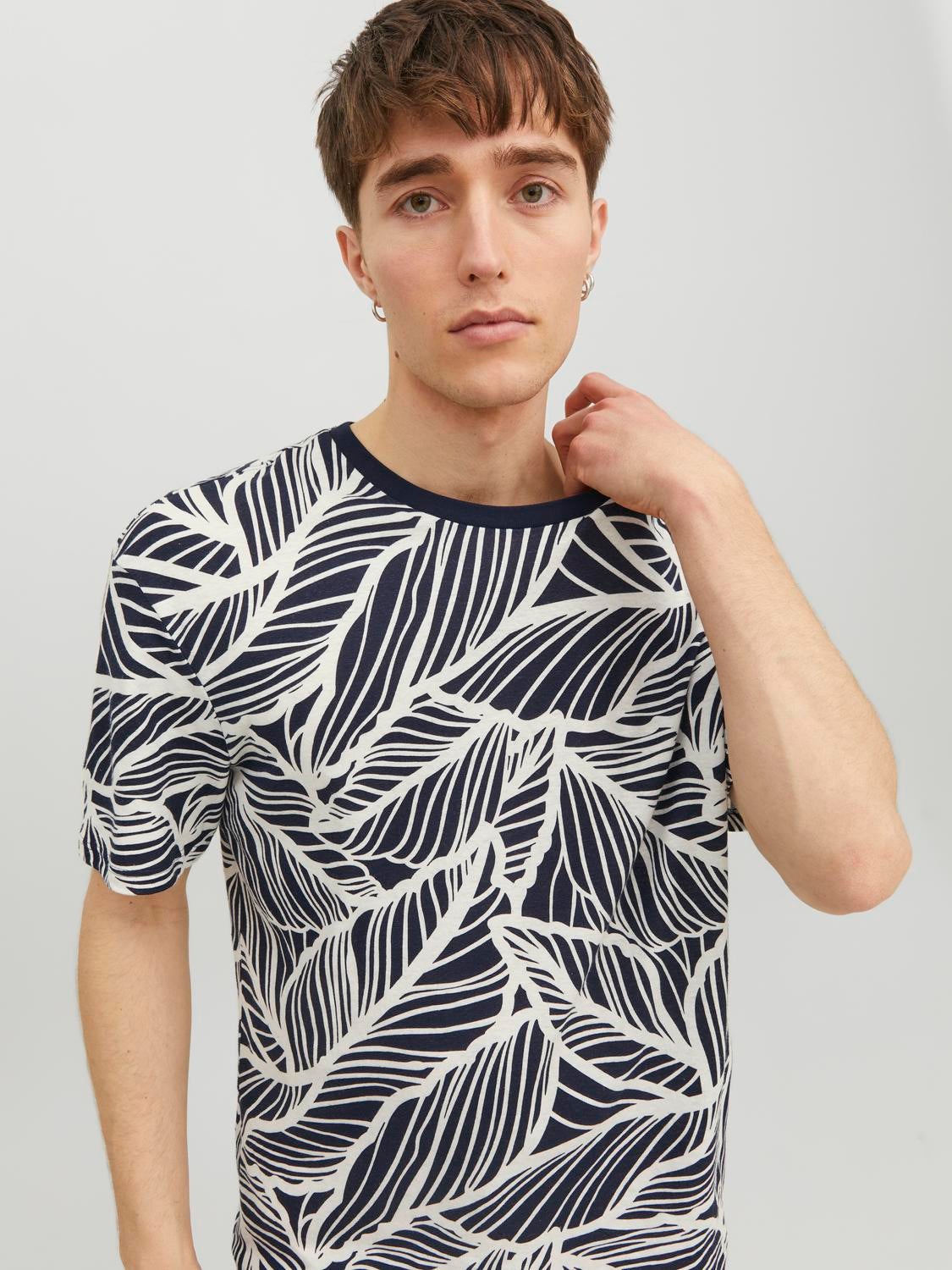 All Over Print Crew neck T-shirt | Dark Blue | Jack & Jones®