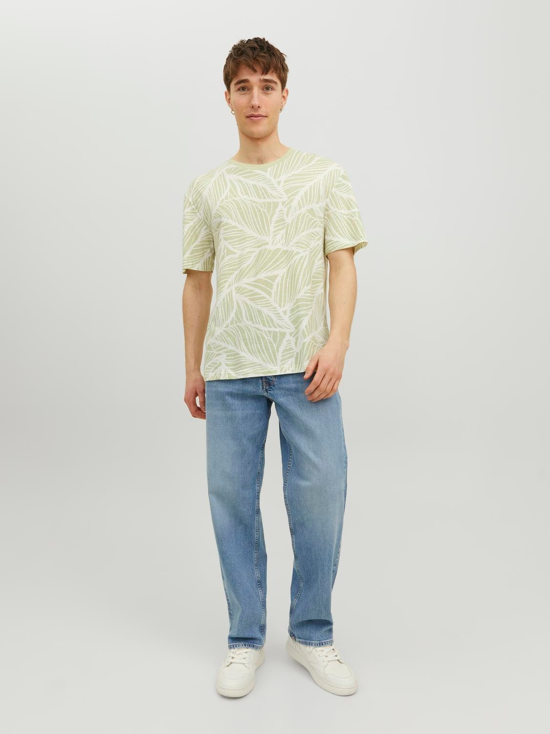 Jack & Jones All Over Print Rundringning T-shirt -Celadon Green - 12235972