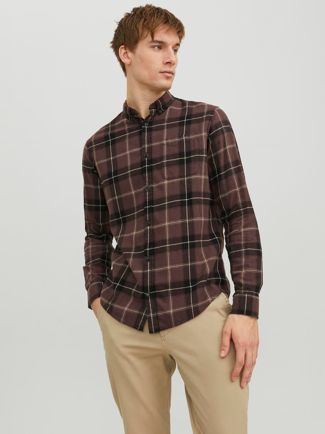 Jack & Jones Slim Fit Kockás ing -Seal Brown - 12235982