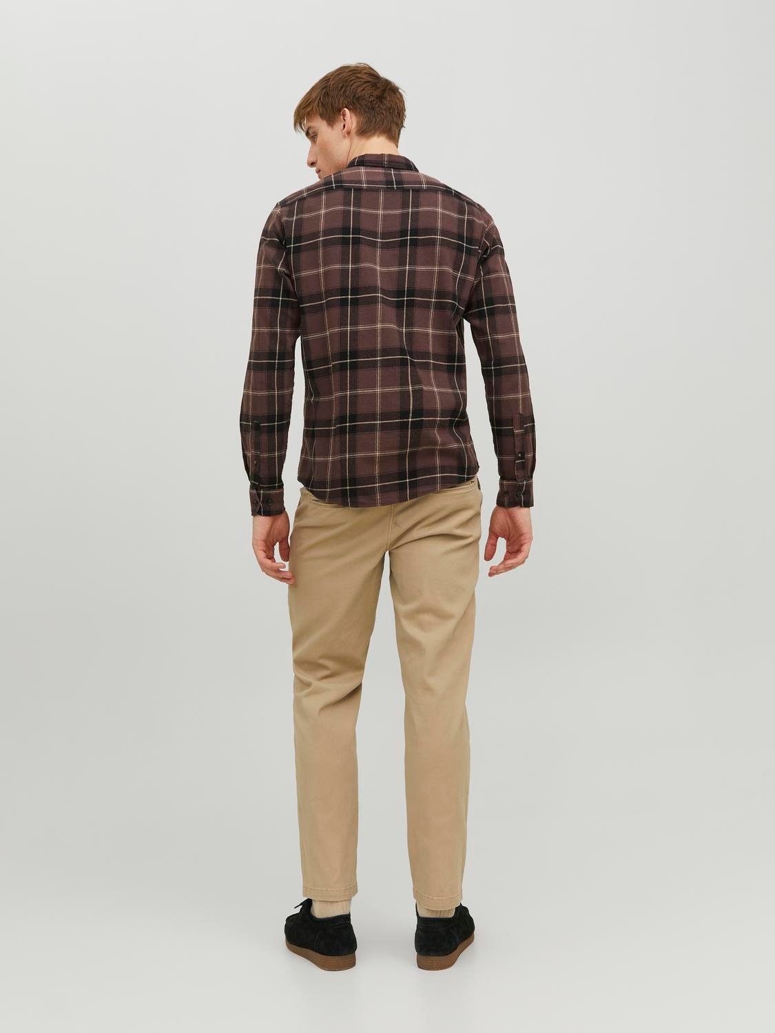 Jack & Jones Slim Fit Rutete skjorte -Seal Brown - 12235982