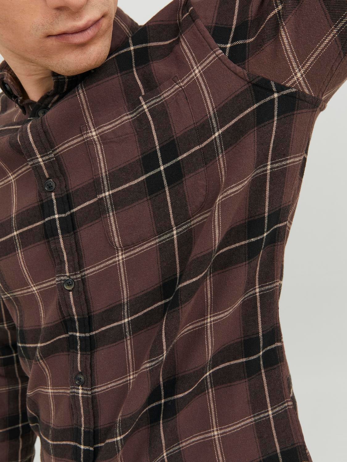 Jack & Jones Slim Fit Ternet skjorte -Seal Brown - 12235982