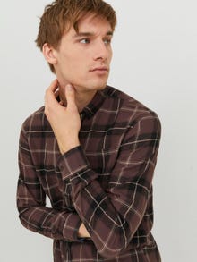 Jack & Jones Slim Fit Geruit overhemd -Seal Brown - 12235982